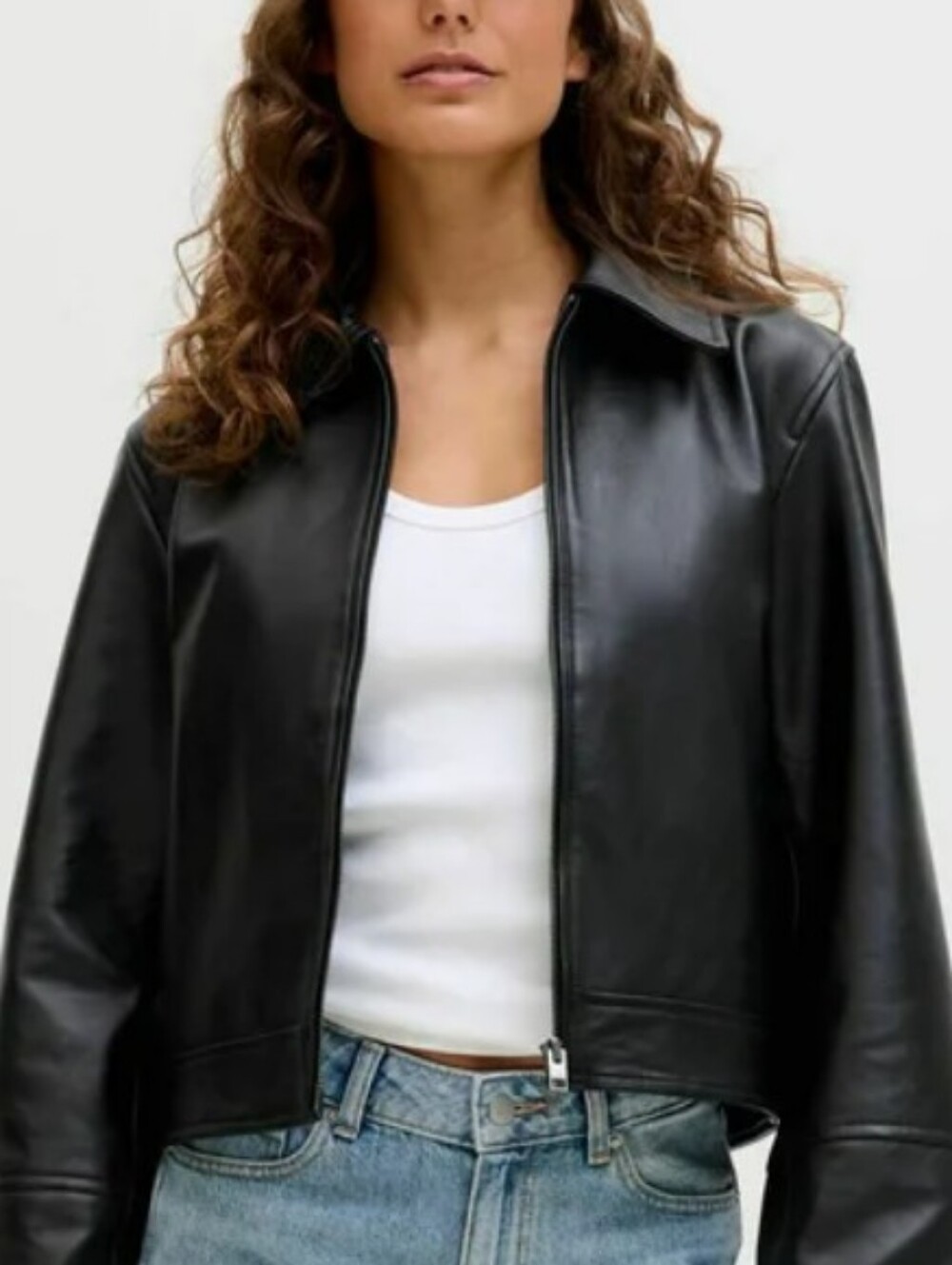 Wilson black Leather Zip Front Jacket - Women's